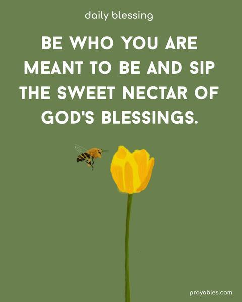 Be who you are meant to be and sip the sweet nectar of God's blessings.