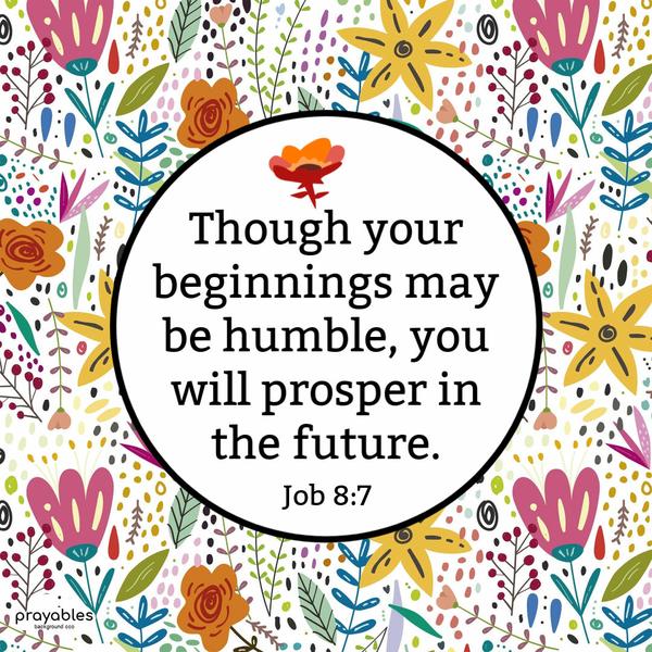 Job 8:7 Though your beginnings may be humble, you will prosper in the future.