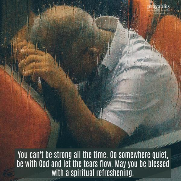 You can’t be strong all the time. Go somewhere quiet, be with God and let the tears flow. May you be blessed with a spiritual refreshening.