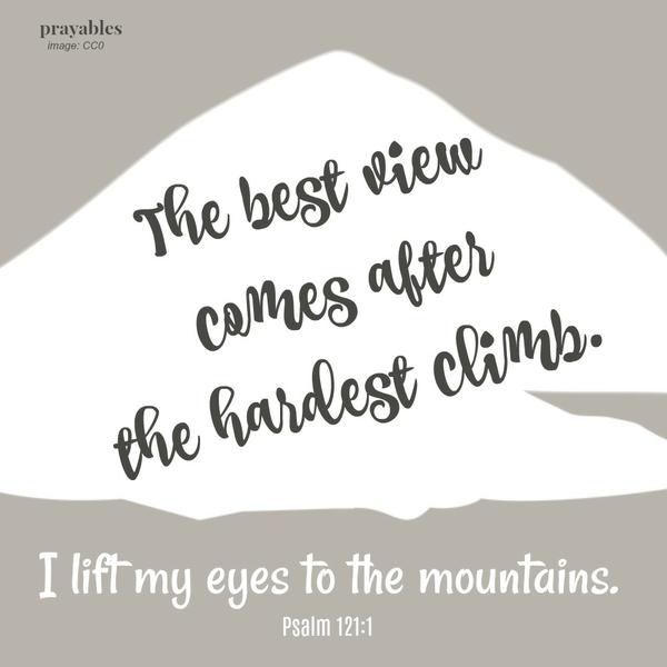Psalm 121:1 I life my eyes to the mountains The best view  comes after  the hardest climb.