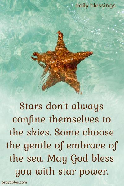 Stars don’t always confine themselves to the skies. Some choose the gentle embrace of the sea. May God bless you with star power.