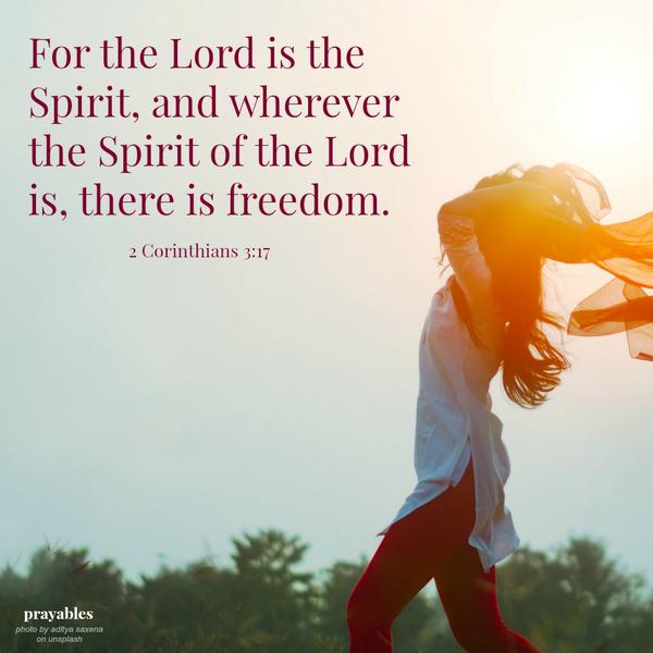 2 Corinthians 3:17 For the Lord is the Spirit, and wherever the Spirit of the Lord is, there is freedom.