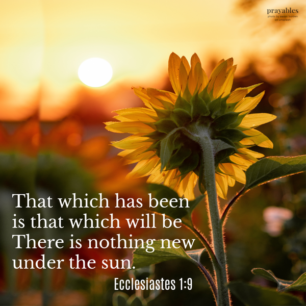 Ecclesiastes 1:9  That which has been is that which will be. There is nothing new under the sun.