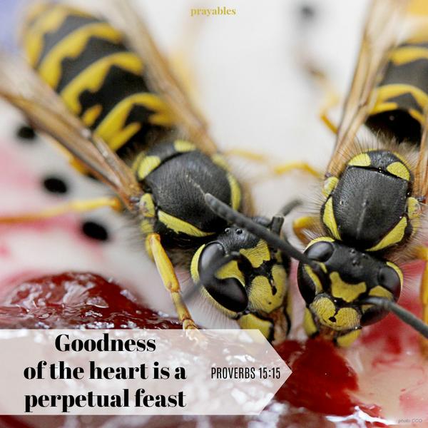 Proverbs 15:15 Goodness of heart is a continuous feast.  