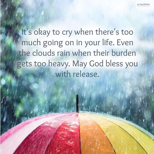 It’s okay to cry when there’s too much going on in your life. Even the clouds rain when their burden gets too heavy. May God bless you with release.