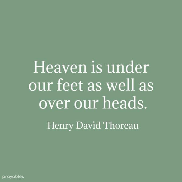 Heaven is under our feet as well as over our heads. Henry David Thoreau