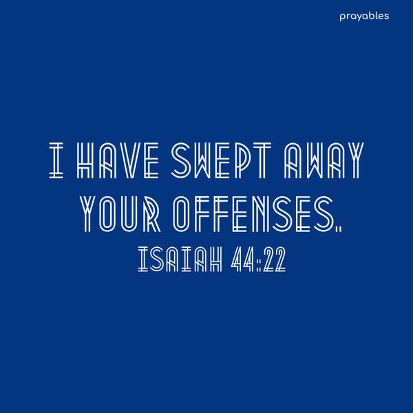 Isaiah 44:22 I have swept away your offenses.