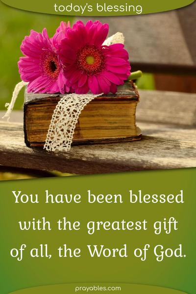 You have been blessed with the greatest gift of all, the Word of God.