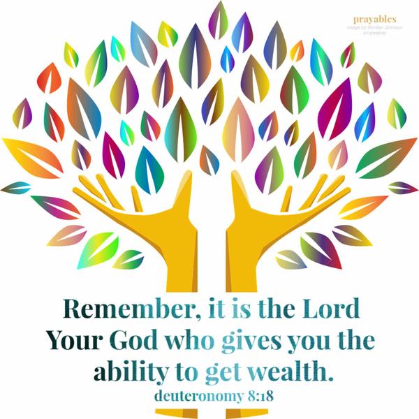 Deuteronomy 8:18 Remember, it is the Lord Your God who gives you the ability to get wealth.