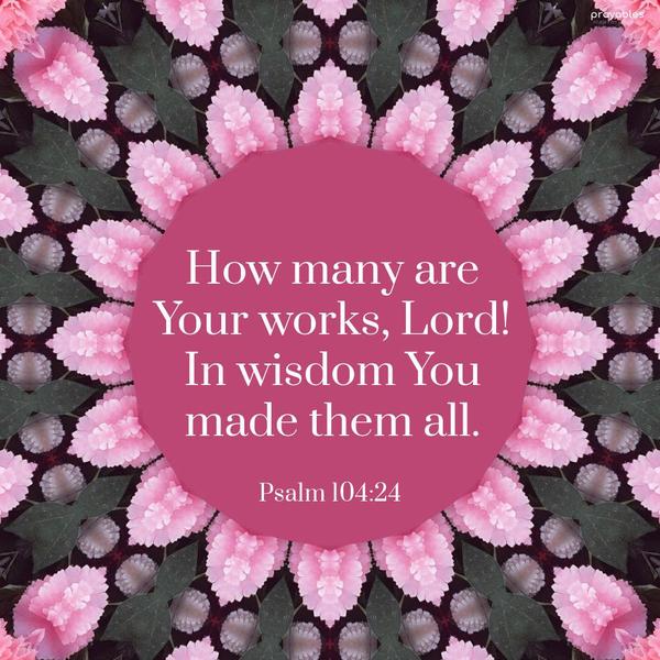 Psalm 104:24 How many are Your works, Lord! In wisdom, You made them all.