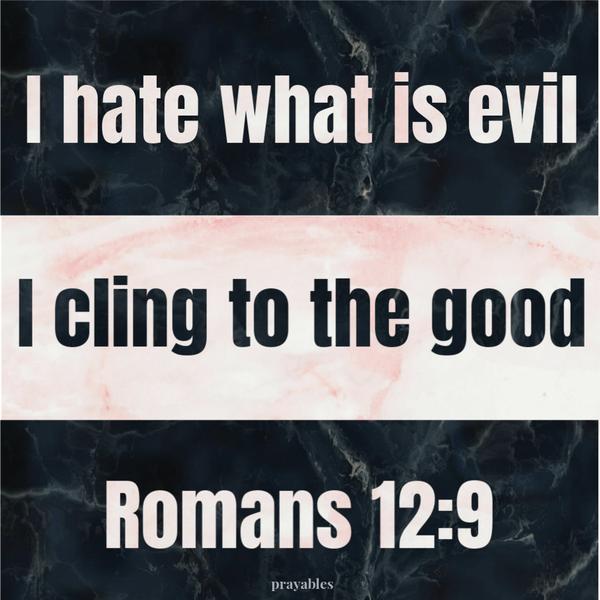 Romans 12:9 I hate what is evil. I cling to the good.