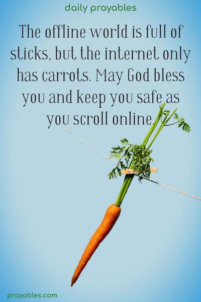 The offline world is full of sticks, but the internet only has carrots. May God bless you and keep you safe as you scroll online.