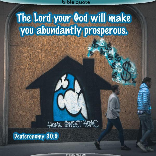 Deuteronomy 30:9 The Lord your God will make you abundantly prosperous.