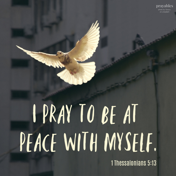 1 Thessalonians 5:13  I pray to be at peace with myself.