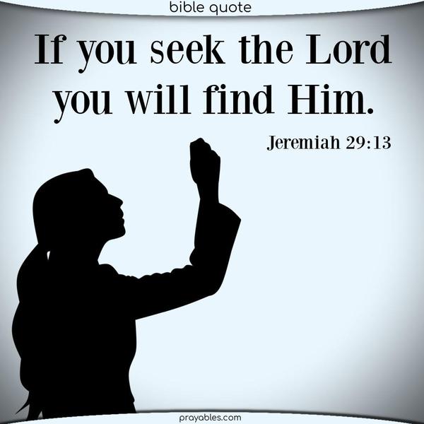 Jeremiah 29:13 If you seek the Lord, you will find Him.