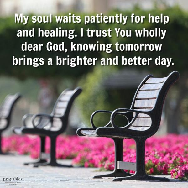 My soul waits patiently for help and healing. I trust You wholly dear God, knowing tomorrow brings a brighter and better day.