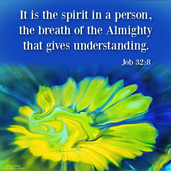 Job 32:8 It is the spirit in a person, the breath of the Almighty, that gives understanding.