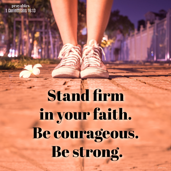 1 Corinthians 16:13  Stand firm in your faith. Be courageous. Be strong