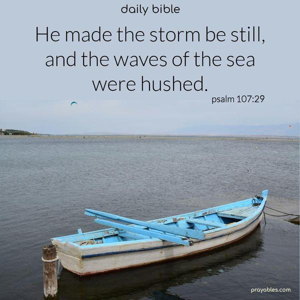 He made the storm be still, and the waves of the sea were hushed. Psalm 107:29