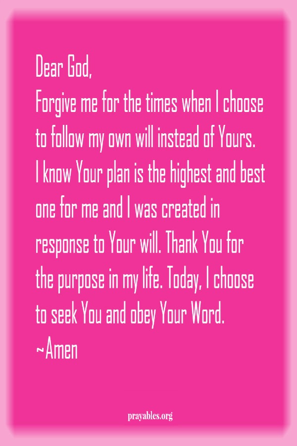 Today, I choose to seek You and obey Your Word