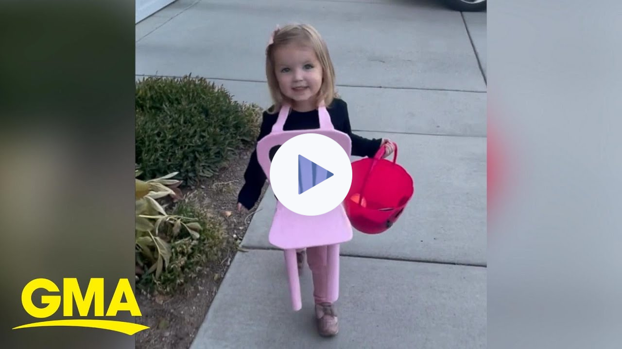 The story behind viral video of little girl who wants to be pink chair for Halloween