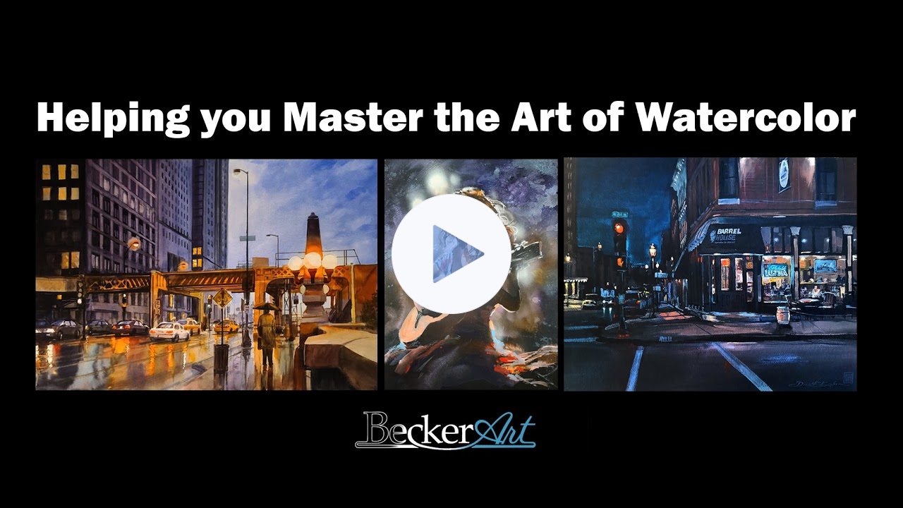 Live watercolor Paint-along that will teach how to paint a tree and large boulders