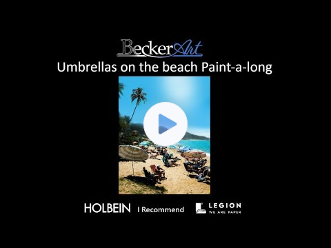 BeckerArt umbrellas on a beach Paint-a-long