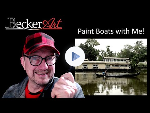 Watercolor Paint-Along: Easy Boat and Houseboat on the River | Step-by-Step Watercolor Lesson