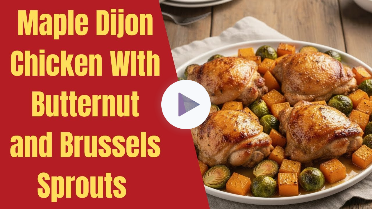 Easy Weeknight Recipe: Maple Dijon Chicken, Butternut Squash, and Brussels Sprouts