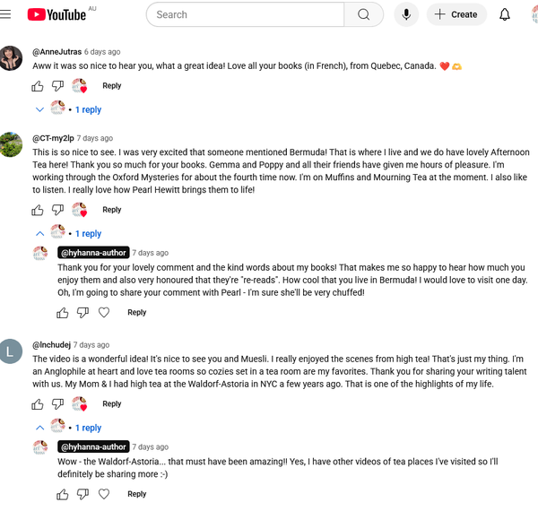 screenshot of comments on YouTube