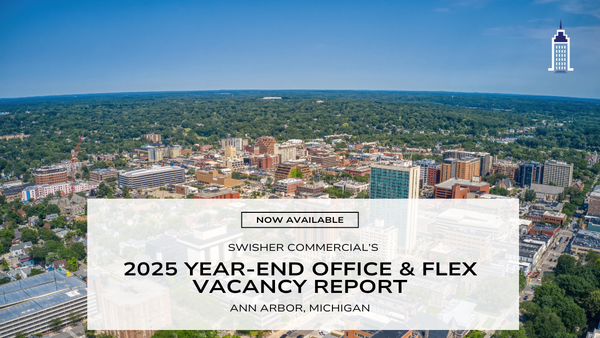 Image of Downtown Ann Arbor Office with Text 2025 Vacancy Report Available Now
