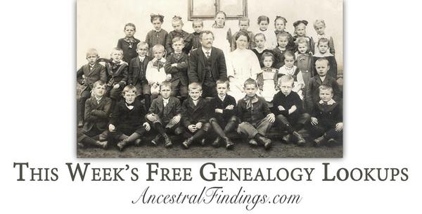 This Week’s Free Genealogy Lookups