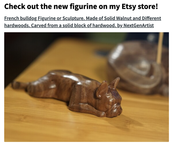 A new product notification from an Etsy store.