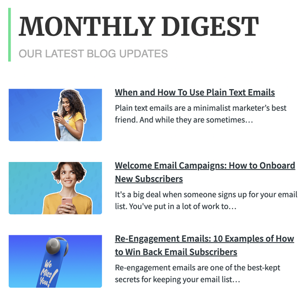 A monthly digest with 3 new posts.