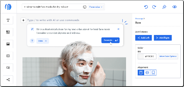 An image of someone using AWeber AI to help write their skincare newsletter.