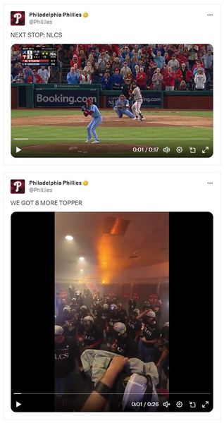 A screenshot of several tweets from the Phillies account shared in their email.