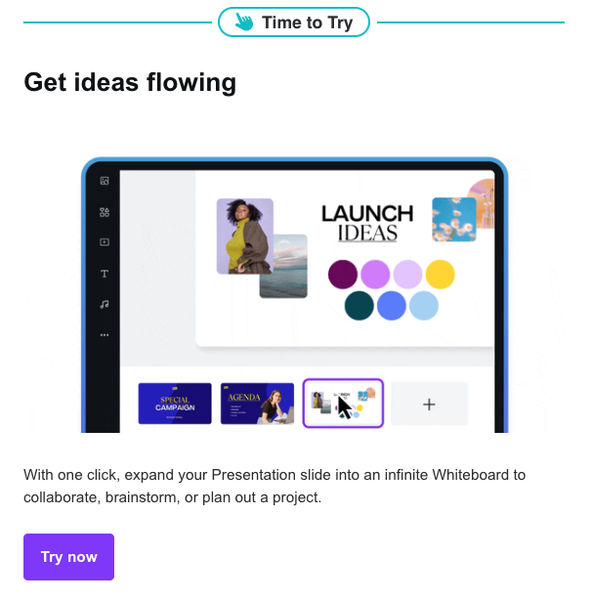 Email example from Canva using a purple CTA