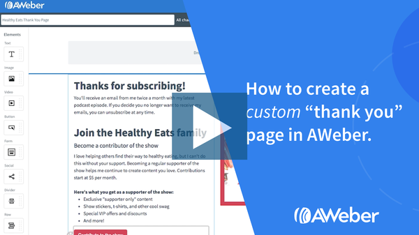 Video: How to create a custom “thank you” page in AWeber