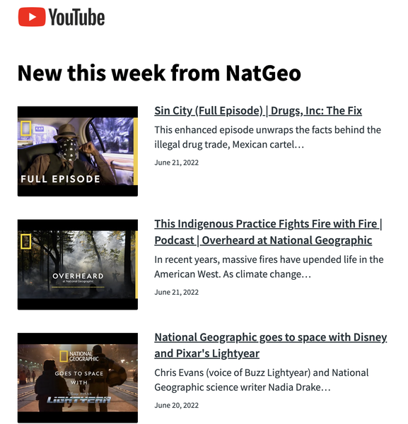 A weekly notification that says "New this week from NatGeo."