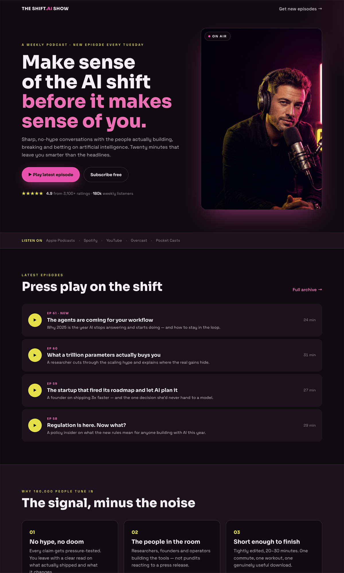 The Shift.AI Show podcast landing page