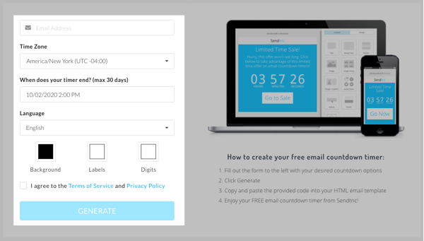 Setting up your Sendtric countdown timer