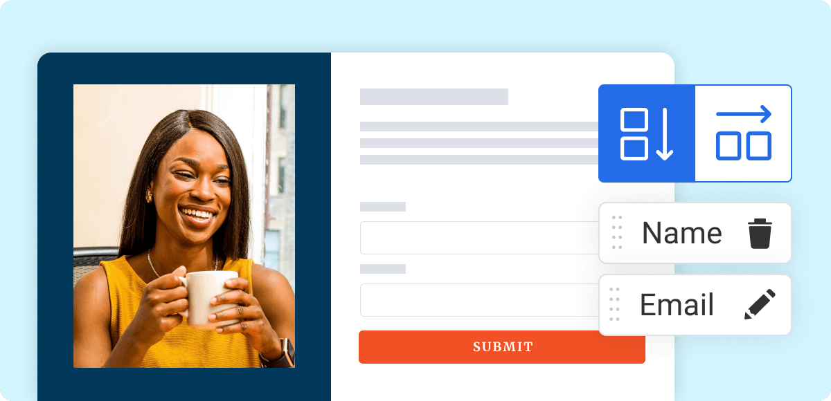 Image showing a sign up form landing page and how it can be customized.