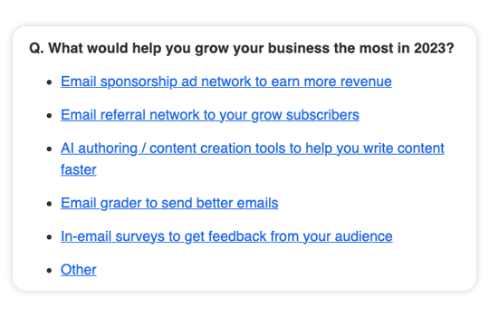 Email with button linking to survey