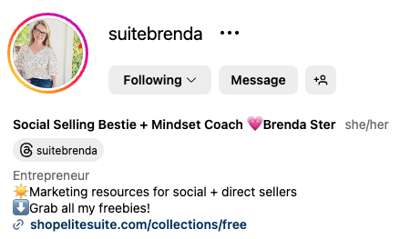 Brenda Ster's Instagram page