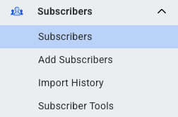 Screen shot of the Subscribers drop down in AWeber