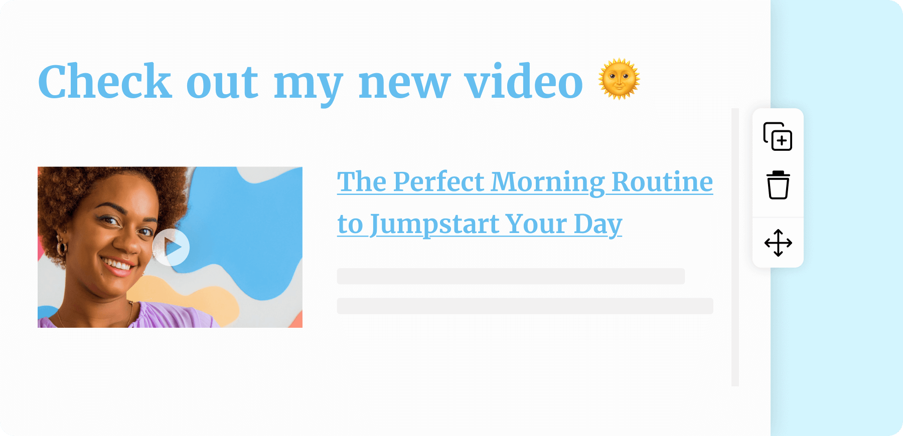 Image showing a styled link preview for a video about the perfect morning routine.