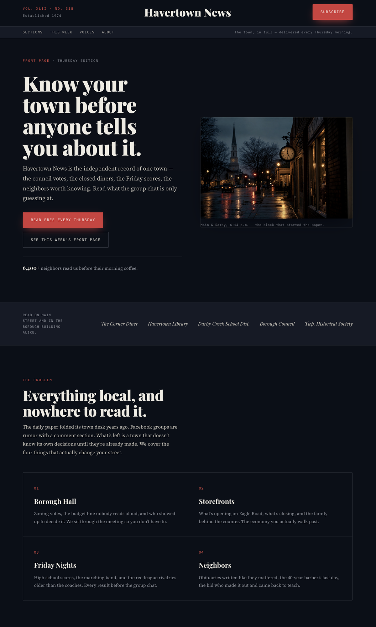 Havertown News local newspaper landing page