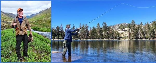 Hank holding willow ptarmigan, Holly fly fishing