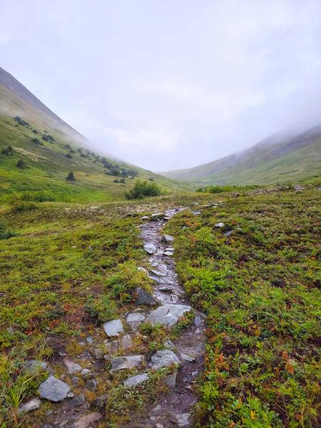 A stone path in the mountains.