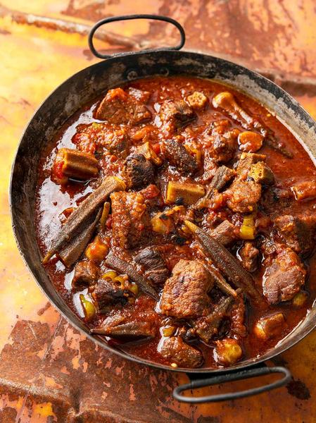 Bamia is a Middle Eastern stew that makes great use of okra and any red meat. 